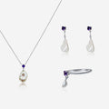 Amethyst & Pearl Jewelry Set | Earrings, Ring & Necklace | 14K Gold