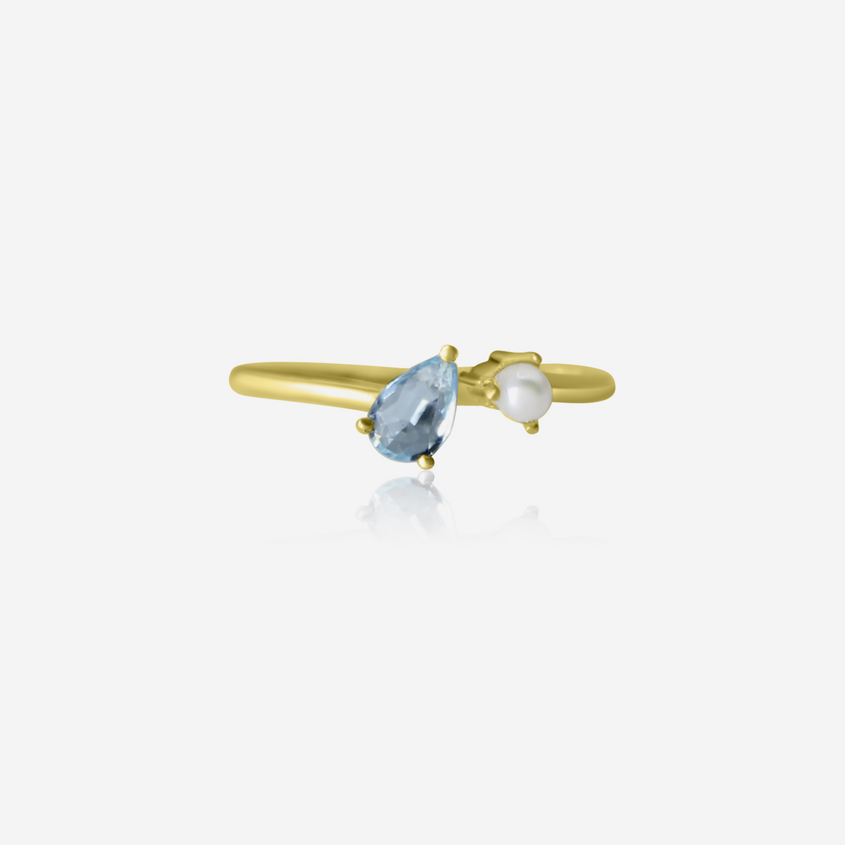 Aquamarine & Akoya Pearl Ring | 14K Gold