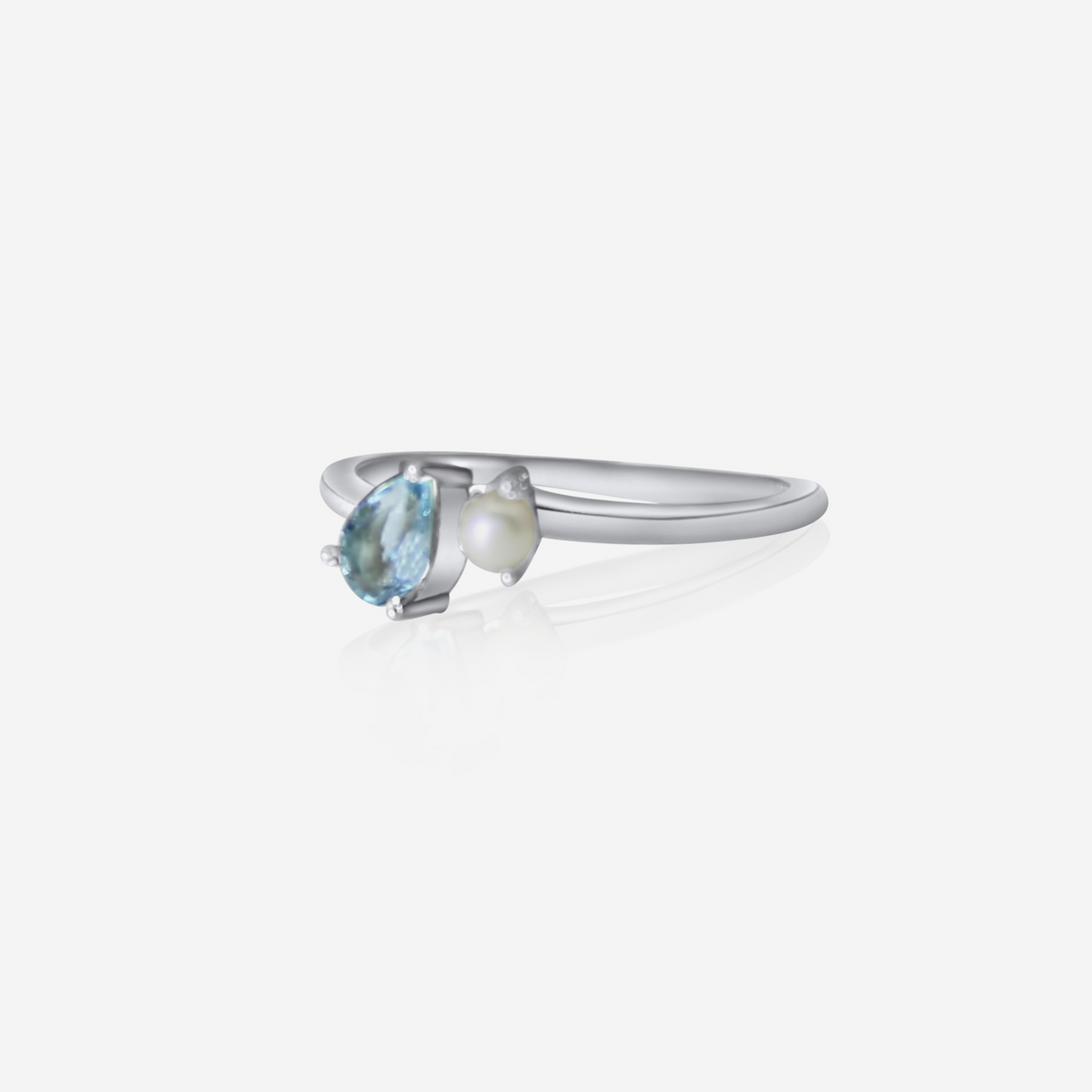 Aquamarine & Akoya Pearl Ring | 14K Gold