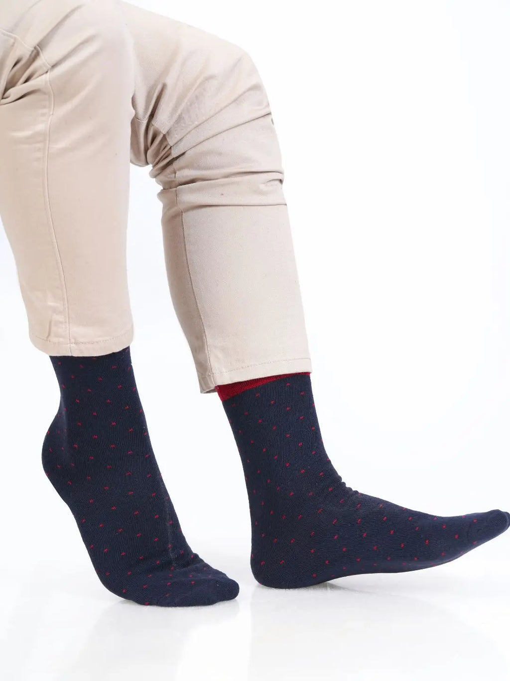 Cotton Rich Designer Socks for Men and Women - Polka Dots (Navy Blue)
