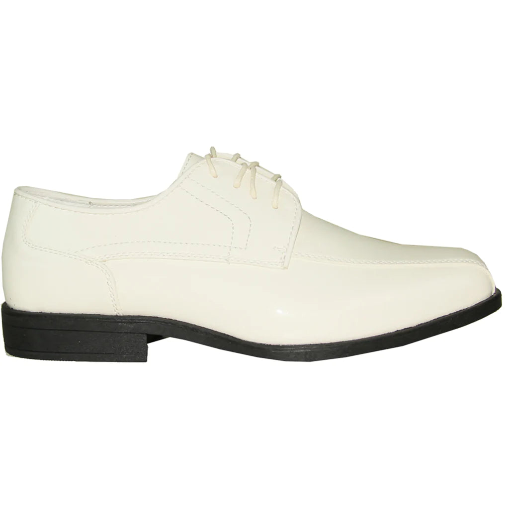 JEAN YVES Men Dress Shoe JY02 Oxford Formal Tuxedo for Prom & Wedding Shoe Ivory Patent