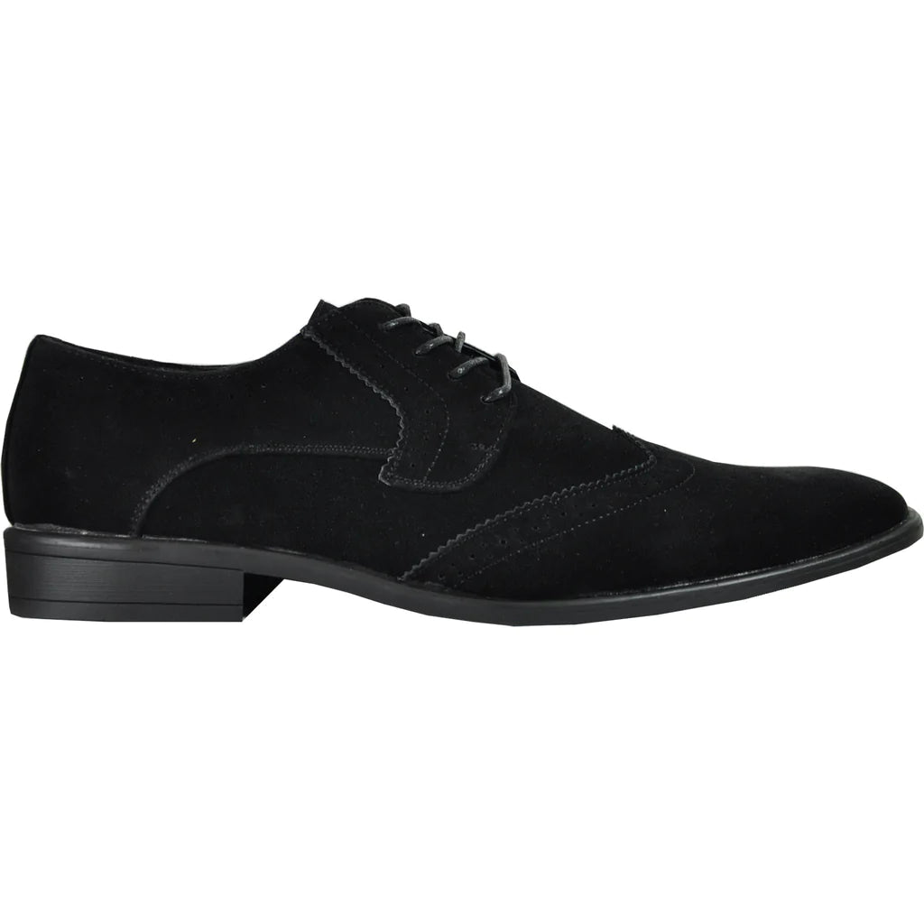 BRAVO Men Dress Shoe KING-3 Wingtip Oxford Shoe Black