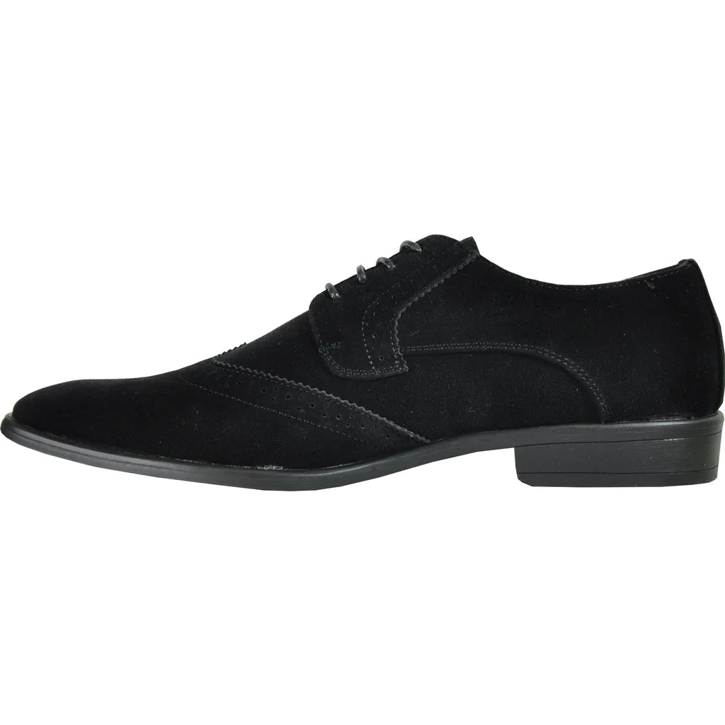BRAVO Men Dress Shoe KING-3 Wingtip Oxford Shoe Black