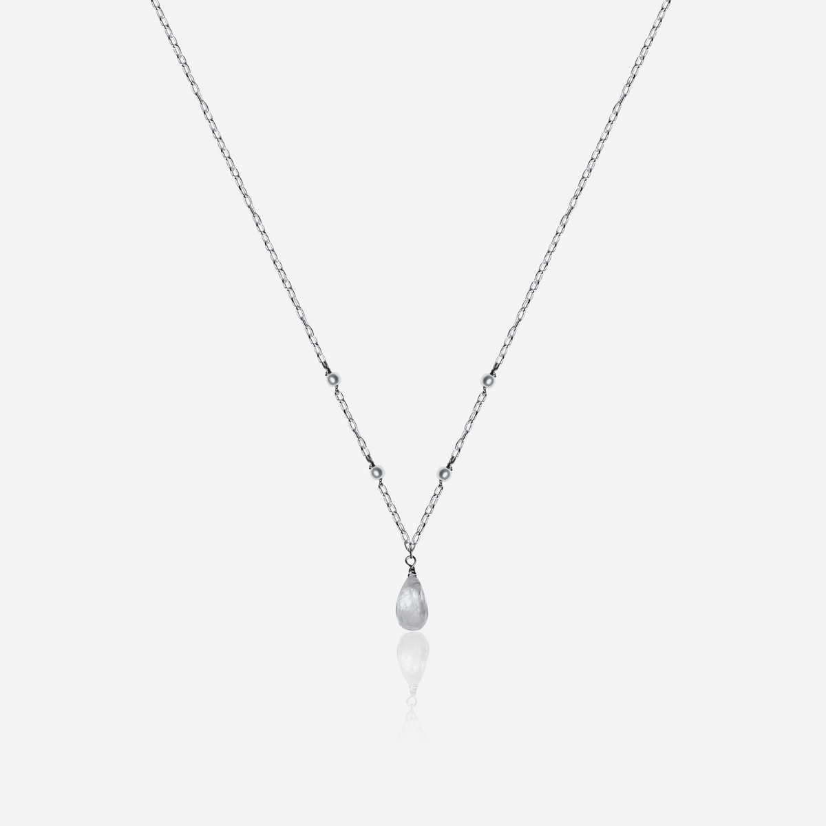 Moonstone & Pearl Drop Necklace | 14K Gold