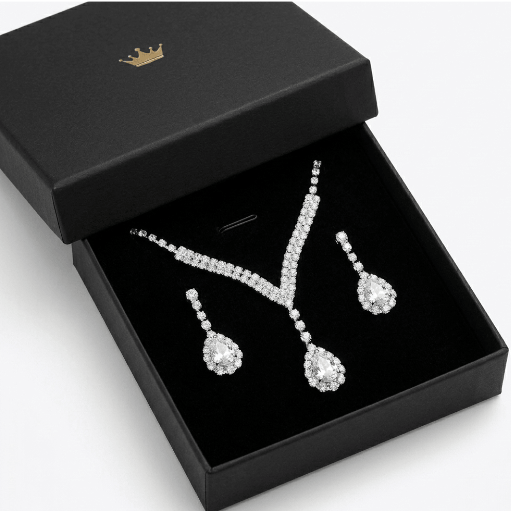 Rhinestone Claw Chain Jewelry Set – Elegant Crystal Necklace & Earrings for Women