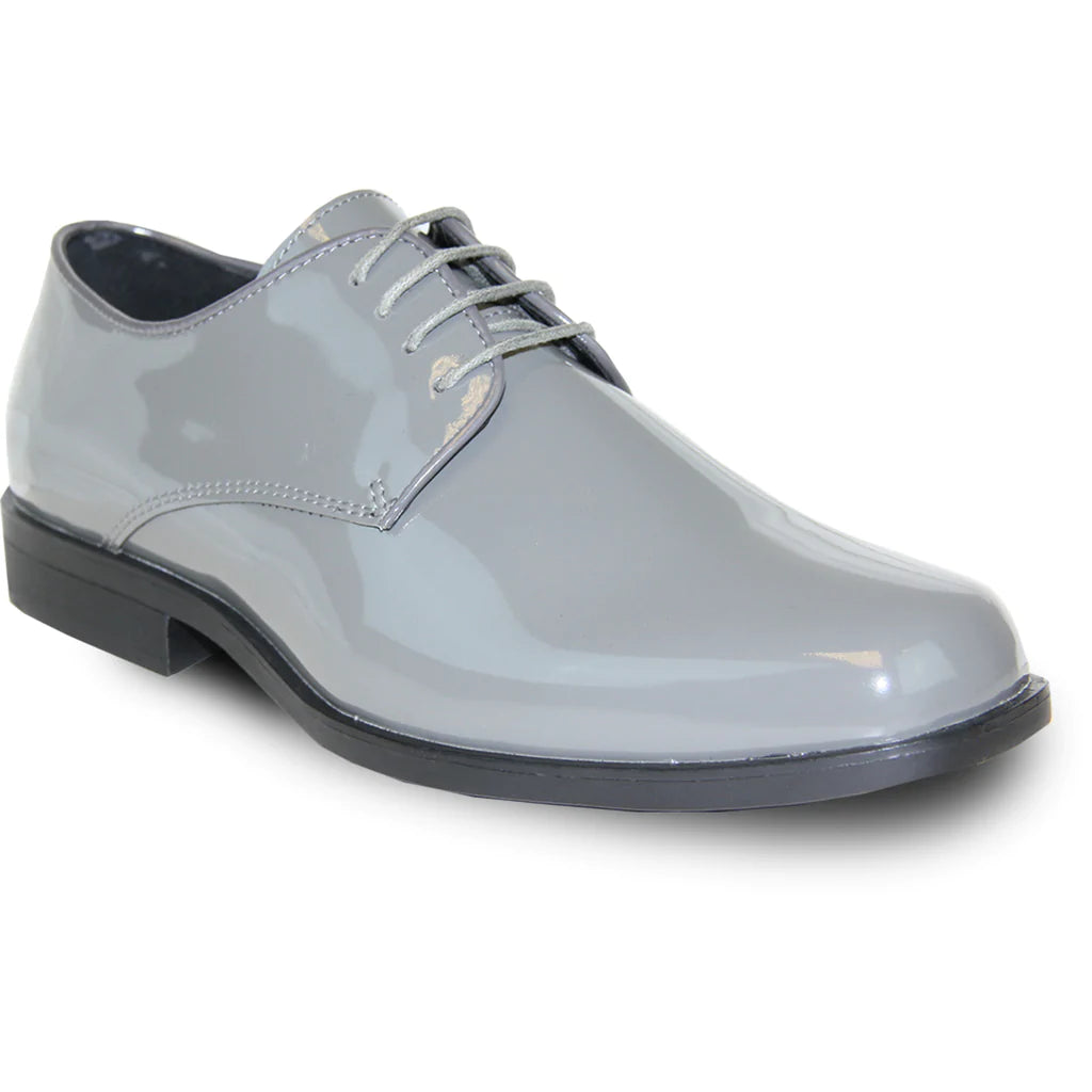 VANGELO Men Dress Shoe TUX-1 Oxford Formal Tuxedo for Prom & Wedding Grey Patent