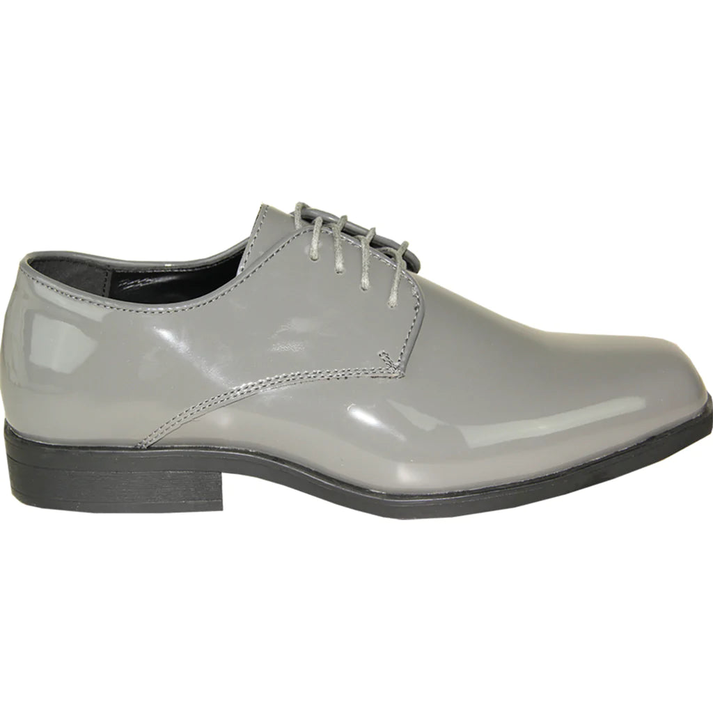 VANGELO Men Dress Shoe TUX-1 Oxford Formal Tuxedo for Prom & Wedding Grey Patent