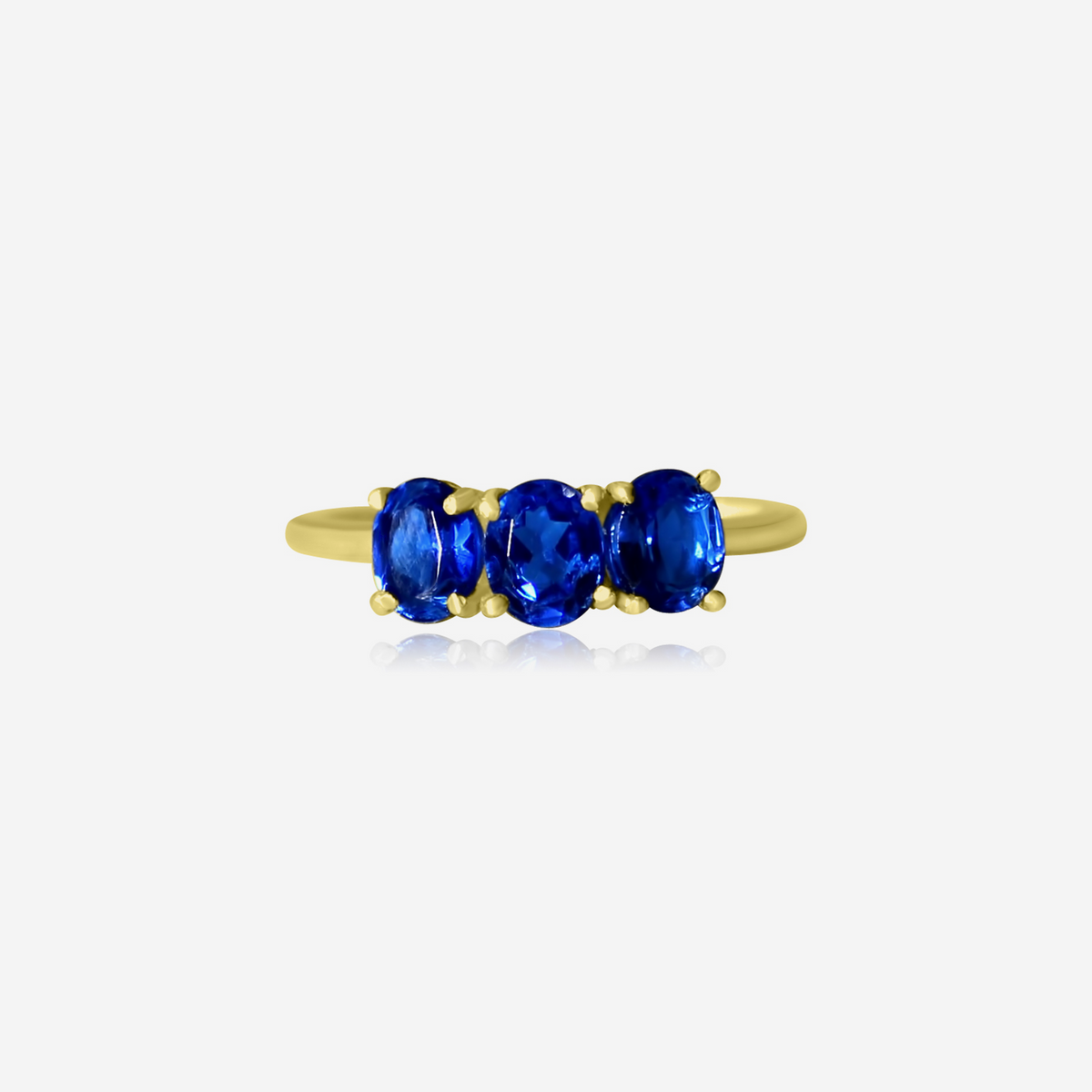 Trio Blue Sapphire Ring | 14K Gold Fine Jewelry