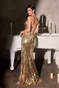 Strapless Sequins Embellished Festive Gown w/ Elegant Leg Slit CDCZ2409