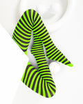 Kids Black Striped Tights 70 Denier - Neon Green