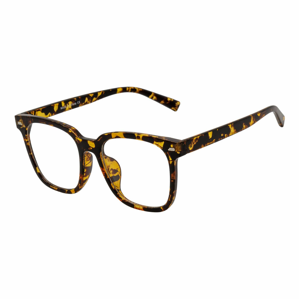 NEWPORT - Oversized Square Glasses Tortoise Shell Clear Lens